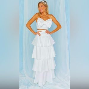 Stunning 2 piece white Show Me Your MuMu bridal outfit